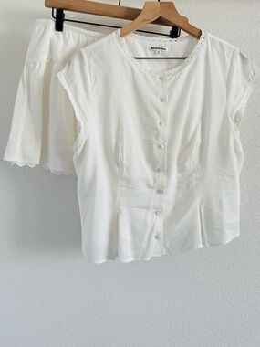 Reformation Valetta Two Piece Set White Lace Mini Skirt Top 10